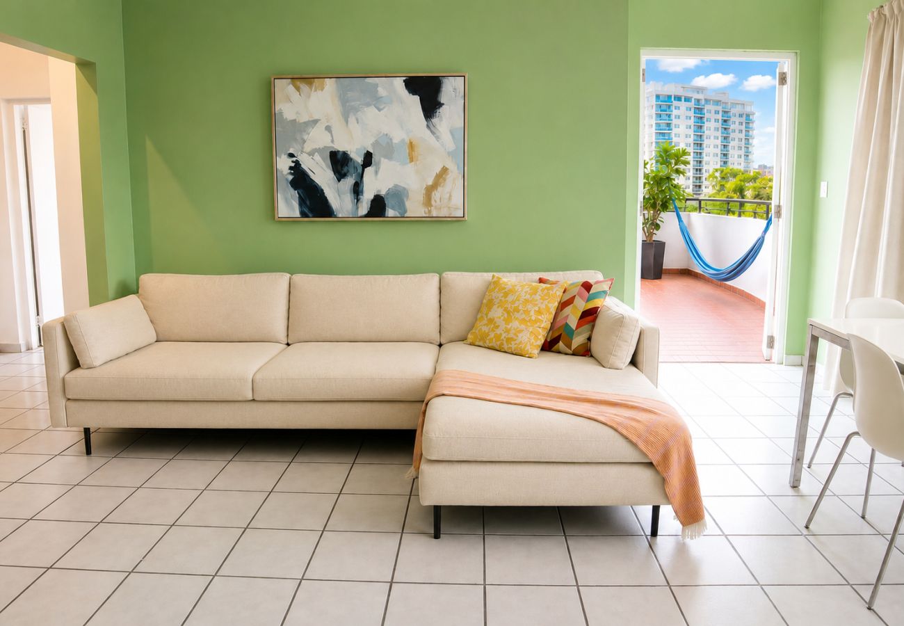Apartment in San Juan - Vibrant 1BR w Balcony, Steps to Escambron Beach